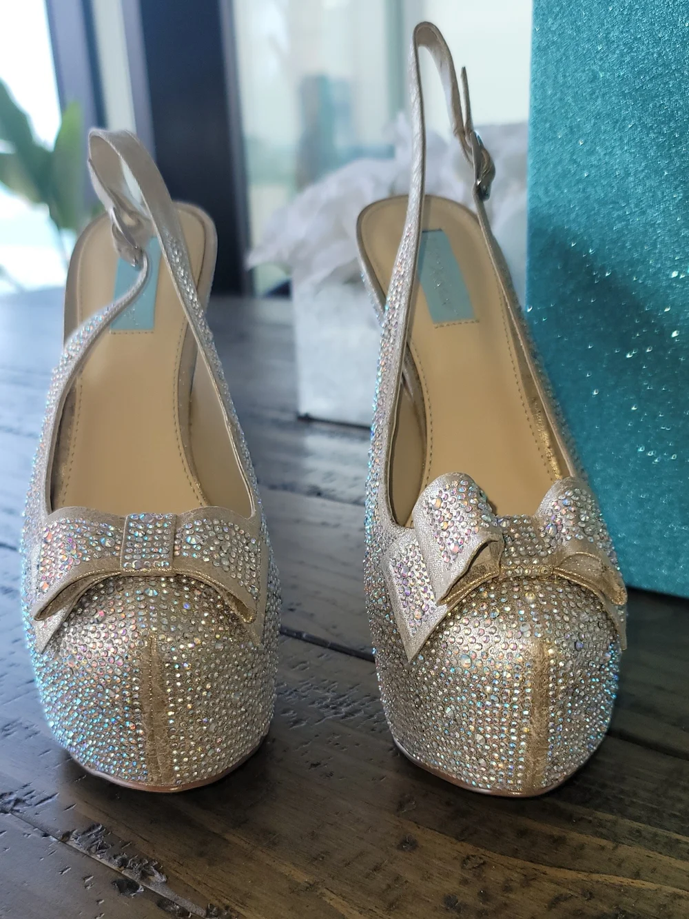 Betsey Johnson Toast Rhinestone Embellished Slingback Pumps Wmns SZ 10